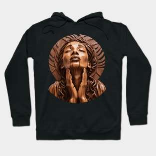 Wooden Carving of a Braided African Woman Hoodie